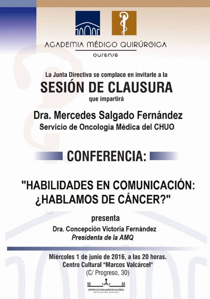 Sesión Clausura AMQ: Habilidades en comunicación: ¿Hablamos de Cáncer?