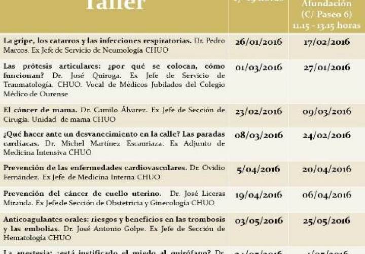 Aula da Saúde. Talleres de Formación en Salud para Ciudadanos