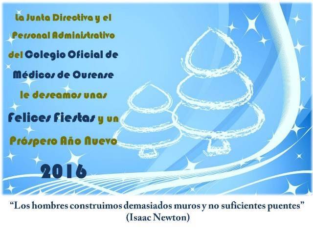 El Colegio Oficial de Médicos de Ourense le desea Felices Fiestas