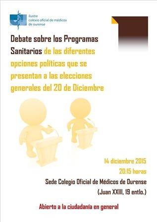 Debate sobre los Programas Sanitarios de las diferentes opciones políticas que se presentan a las elecciones generales del 20 de Diciembre