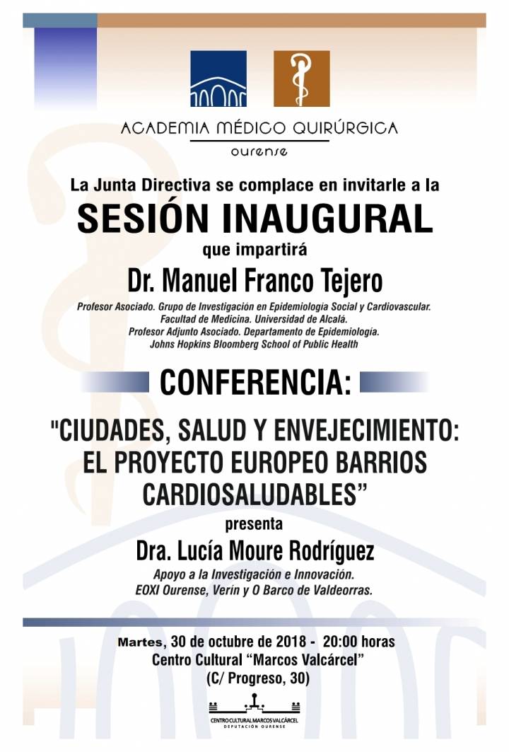 Sesión Inaugural AMQ: "Ciudades, Salud y Envejecimiento: el proyecto europeo barrios cardiosaludables"