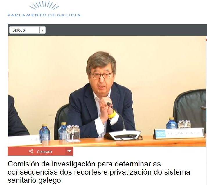 COMPARECENCIA  EN LA "COMISIÓN INVESTIGACIÓN DE SANIDAD"  EN EL PARLAMENTO GALEGO DE LA PRESIDENCIA DEL CONSELLO DE COLEXIOS MÉDICOS DE GALICIA