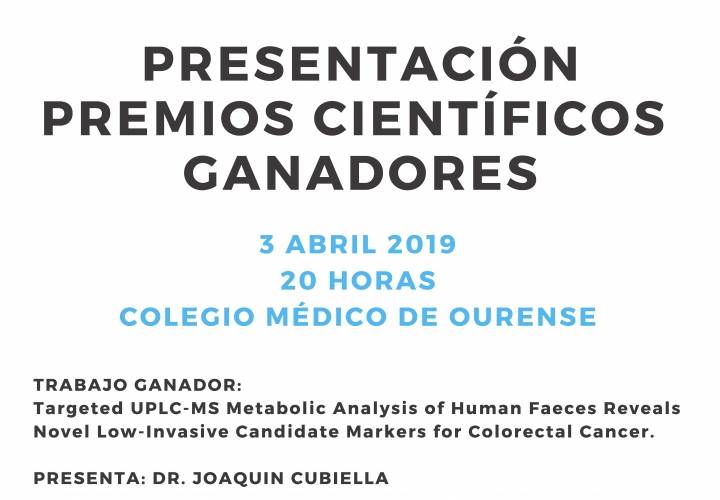 PRESENTACIÓN PREMIOS CIENTÍFICOS GANADORES. XXIII PREMIO DE PUBLICACIONES MÉDICO- CIENTÍFICAS 2018. HOMENAJE A LA DRA. BEGOÑA PRESEDO GARAZO