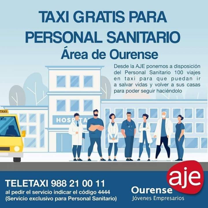 Taxi gratis para personal sanitario. Área Sanitaria de Ourense