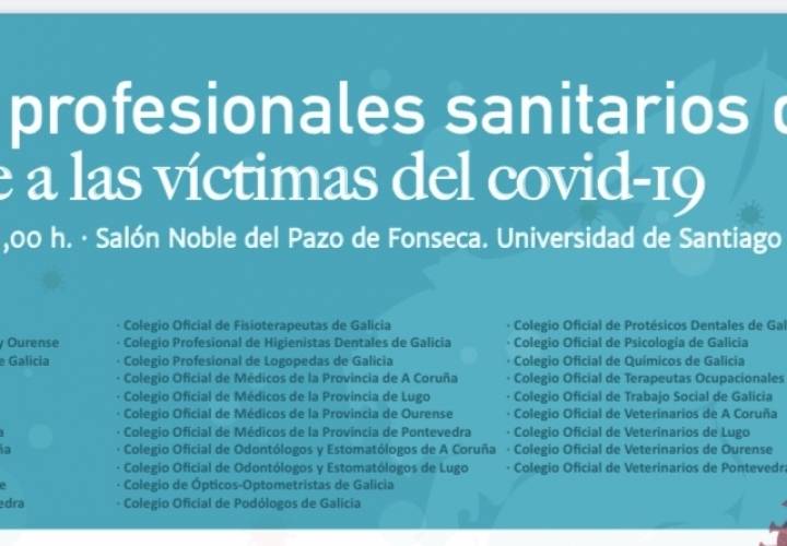 Acto de homenaje de los colegios profesionales sanitarios de Galicia a las víctimas del COVID-19