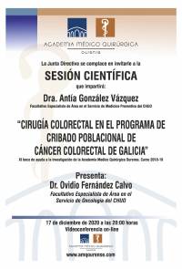 Sesión AMQ: Webinar “CIRUGIA COLORECTAL EN EL PROGRAMA DE CRIBADO POBLACIONAL DE CANCER COLORECTAL DE GALICIA.”"