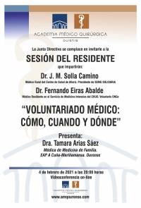 Sesión AMQ:  Webinar: "SESIÓN DEL RESIDENTE :“VOLUNTARIADO MÉDICO: CÓMO, CUÁNDO Y DÓNDE.”