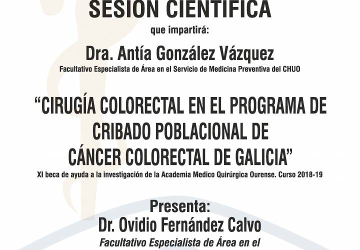 Sesión AMQ: Webinar “CIRUGIA COLORECTAL EN EL PROGRAMA DE CRIBADO POBLACIONAL DE CANCER COLORECTAL DE GALICIA.”"