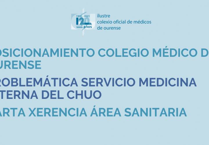 Posicionamiento Colegio Médico de Ourense.  Problemática Servicio Medicina Interna del CHUO. Carta Xerencia Área Sanitaria
