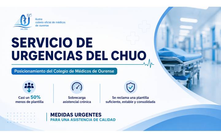 El Colegio de M&eacute;dicos de Ourense exige medidas urgentes ante la situaci&oacute;n cr&iacute;tica del Servicio de Urgencias del CHUO